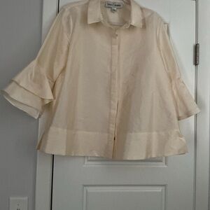 Stunning Cream Blouse with Ruffled Sleeves from Sara Campbell
